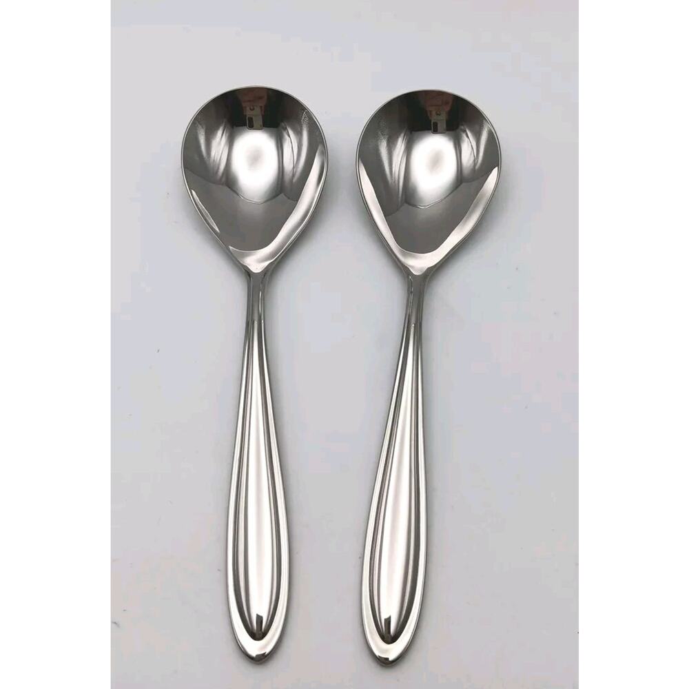 Lenox Hayden Soup Gumbo Spoon 2 Piece Set 18/10 Stainless Glossy Flatware new